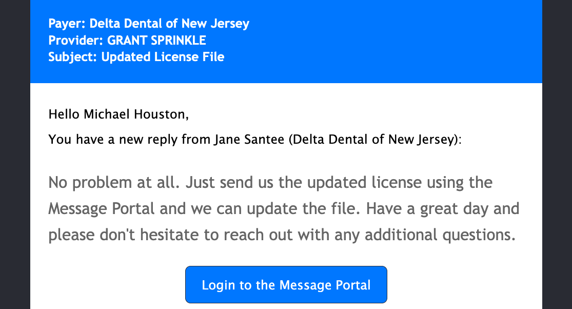 Payer and Provider Message Portal